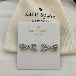 NWT Kate Spade Silver Tone Tied Up Bow Earrings